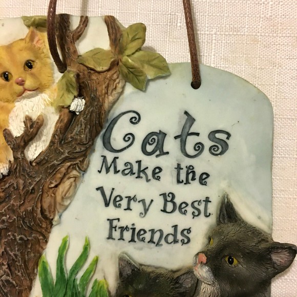 CATS MAKE THE VERY BEST FRIENDS ENESCO Plaque Calico Kitten Vintage 2001 - Picture 3 of 7
